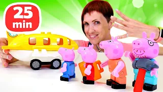 игрушка Свинка Пеппа летит на море и собирает дом - Сборник видео для детей Капуки Кануки