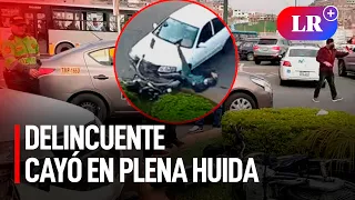 Sereno de civil atropella a delincuente en plena huida tras asaltar a menor en Surco | #LR
