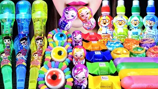 ASMR PORORO RAINBOW FRUIT JUICE, SECRETJUJU CANDY,EYEBALL JELLY, LED MIC CANDY, CHOCOLATE, MERINGUE