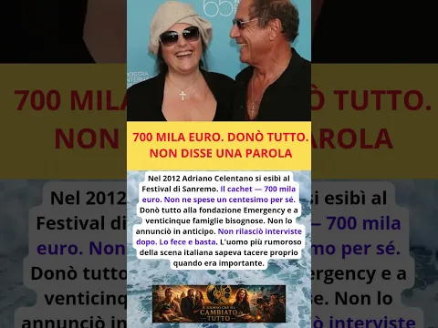 700 MILA EURO  DONÒ TUTTO  NON DISSE UNA PAROLA