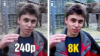 'Me at the zoo' Upscaling Comparison (240p vs 8K)