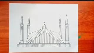 "Faisal Mosque Drawing | Step by Step Sketch | Famous Mosque of Pakistan"