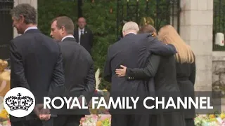 Prince Andrew Consoles Princess Eugenie as Tearful Royals View Flowers