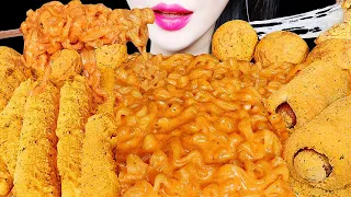 ASMR CHEESY CARBO FIRE NOODLE, CHICKEN, CHEESE BALL 까르보불닭 뿌링클 치킨 치즈볼 먹방 EATING SOUNDS MUKBANG