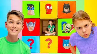 📦🔮 Cinco niños y una caja mágica con superhéroes | Divertidas aventuras de Vania Mania y familia