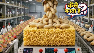 Inside the Coconut Worm Factory ||How Fatty Worms Are Turned Into Instant Noodles (Full Process) 😱