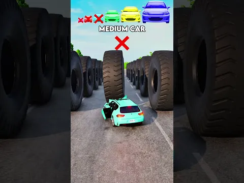 Big & Small Cars Vs 100 Tires - BeamNG.Drive