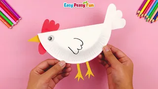 Easy craft idea with paper plates - How to make a chicken with a paper plate