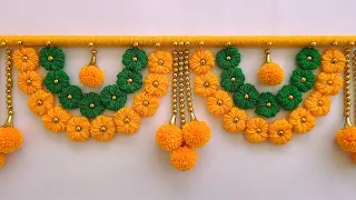 New toran design idea! Easy door hanging - Woolen decoration idea - Diwali Decor |