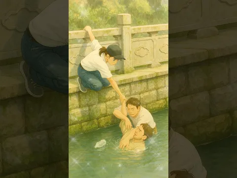 勇敢な若者が命を救うために川へ飛び込んだ🌊💪