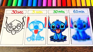 How To Draw STITCH from Lilo and Stitch | 30 sec, 3 min, 30 min, 60 min