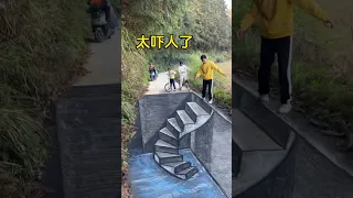 在马路上画个楼梯，路人看到会有啥反应