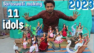 New design 11 saraswati idol making 2023 | Saraswati murti making | saraswati maa ka murti