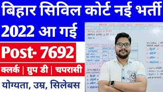 Bihar Civil Court Vacancy 2022 | Patna Civil Court Clerk peon Recruitment 2022 Syllabus