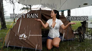 SOLO CAMPING in HEAVY RAIN and THUNDERSTORMS  is EASY for a girl ? Sophia Adventures