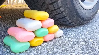 Crushing Crunchy & Soft Things by Car! EXPERIMENT CAR vs SOAP