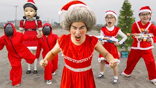Merry christmas Strange : Scary Teacher 3D Real Life VS Squid Games Red LIGHT Green LIGHT Challenge