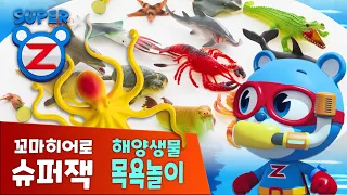 바다동물 거품 목욕놀이｜슈퍼잭 해양생물 이름 배우기