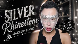 Asmr creative and classy silver rhinestone makeup look #douyin #makeuptutorial 