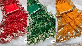 Gorgeous Georgette Bandhani Sarees with Foil Gota Patti Work😍