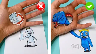 PAPER CRAFTS & ARTS FROM RAINBOW FRIENDS & POPPY PLAYTIME CHAPTER 2 | COOL & FUN FINGER HEART DIYs