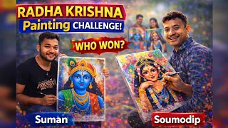 Radha Krishna Holi Painting Challenge 🎨 | Kaun Pehle Complete Karega?