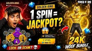 Free Fire Golden Ring Event 😱 क्या सच में 1 Spin में 24K Woof Bundle मिल सकता है या नहीं!