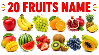 Wow! Learn 20 Amazing Fruit Names with Pictures | 20 फलों के नाम | English & Hindi for Kids