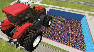Cars vs Spiky Pools School Bus, Fire Truck, Monster Truck – BeamNG.Drive