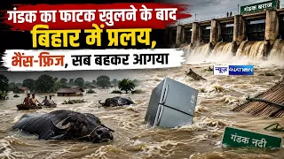 Bihar Flood : गंडक का फाटक खुलने के बाद बिहार में प्रलय, भैंस-फ्रिज, सब बहकर आगया |