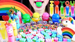 ASMR RAINBOW DESSERT UNICORN LEGO BLOCK CANDY LIPSTICK JELLY ALPHABET CANDY ROPEJELLY RAINBOW JELLY