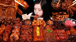먹방 :) 토핑가득 짜장불닭 떡볶이 (주꾸미, 새우, 버섯, 가래떡, 비엔나 소세지,어묵, 중국당면까지 크악~ 너무 맛있어.