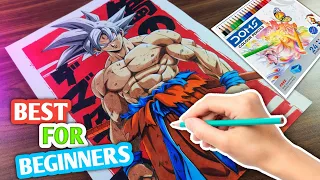 Can I Color Drawings with Cheap Pencil Colors? | Drawing Goku Ultra Instinct #goku #dragonball