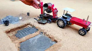 diy tractor making tract science project concrete bridge miniature tools || science projects