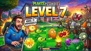 ¡EL NIVEL 7 ES UNA LOCURA! 😱 Defendiendo Mi Casa en Plants vs Zombies