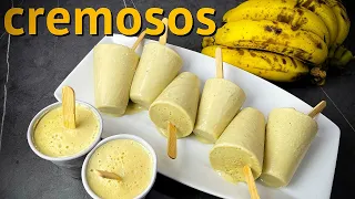 ¿se ANTOJAN de estos DELICIOSOS Helados Cremosos de BANANO? - como hacer helados cremosos caseros