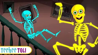 Paanch Skeletons Ghoome Bus Mein स्केलेटोन्स पांच + Spooky Nursery Rhymes By Teehee Toli