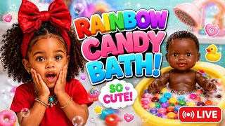 Rainbow Candy Bath 🛁🍭 LIVE Relaxing ASMR & Satisfying Sounds ✨ #asmr #live #satisfying #rainbow