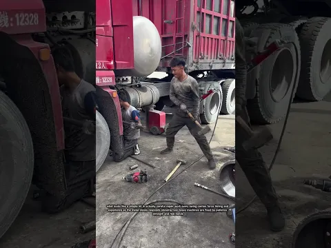 عامل يضرب جزء الشاحنة بقوة لإصلاحها بطريقة مذهلة 😲