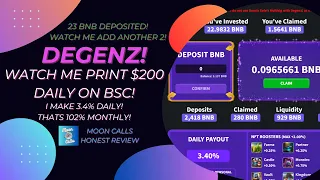 💸 I make 3.4% in BNB per day ($200)! Monstro's Degenz and my 25 BNB ($8000) Deposit! No-Loss!
