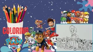 Coloring PAW Patrol.Skye, Rubble, Chase, Ryder, Marshall, Rocky and Zuma #pawpatrol #coloring #kids