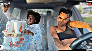 DRIVING SUPER CRAZY & MAKING My ANGRY GIRLFRIEND HOLD ICE COLD WATER * HILARIOUS *