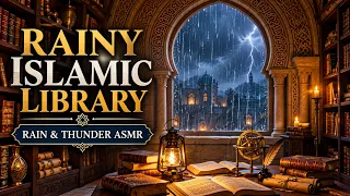 Rain & Thunder in a Medieval Islamic Library 🌧️📚 | Cozy Study, Sleep & Relaxing ASMR