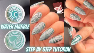 How to make Water Marble Nail Art at home |Step by Step Water Marble nailArt tutorial for beginners💅
