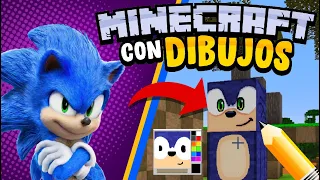 MINECRAFT con DIBUJOS!! Dibujando a SONIC