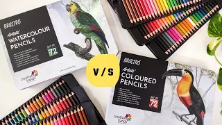 Brustro Coloured Pencils vs Brustro Watercolour Pencils | Quick Comparison & First Impression