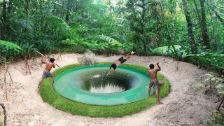 Build Secret Underground Temple house Water Slide To Tunnel Temple’s Swimming Pools