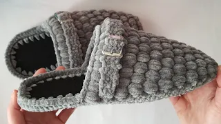 🔥🔥 Kadife terlik 43 44 No , Puffy Slippers , Örgü Terlik , Crochet Slippers - Subtitles - Altyazılı
