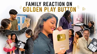 ✨ Family’s Reaction to My Golden Play Button 🏆 🥹💛#golden #playbutton #surprise #youtube  #crafter 