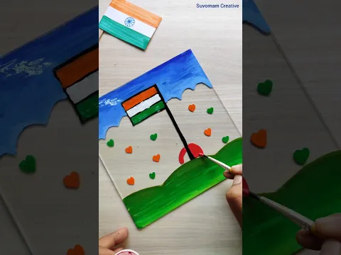 Indian flag - glass painting craft 😱 ग्लास पेंटिंग 😱 #shorts #youtubeshorts